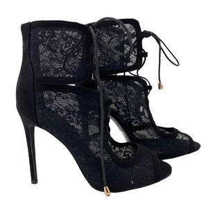 Liliana Black Lace Open Toe‎ Stiletto Heel Sexy Womens 8